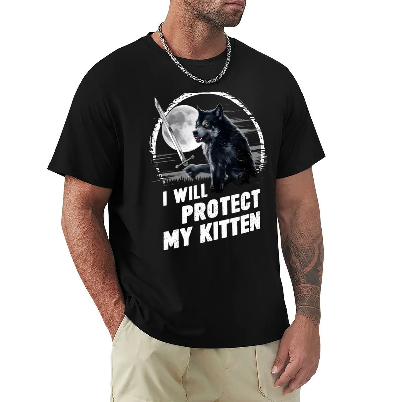Camiseta Were.wolf Rip.paing Alpha Wolf I Will Protect My Kitten, Camiseta Deportiva de Secado Rápido