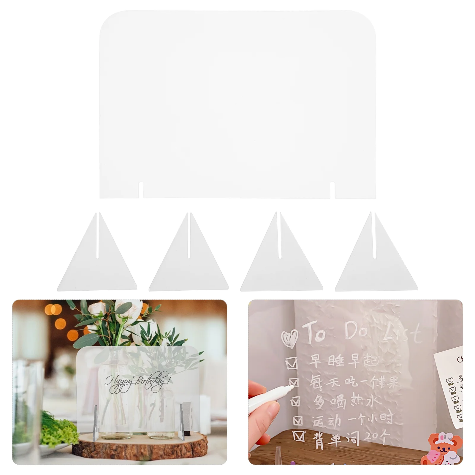 2 Pcs Acrylic Message Board Decorative Writing Boards Household Note Memo Frameless Clear Transparent Office