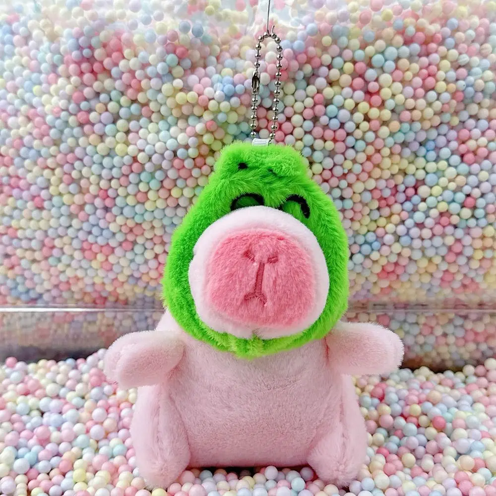 Gift Pink Plush Capybara Doll Toy Cute Keychain Pendant Accessories Car Ornament Fluffty Animal Doll Birthday Gift