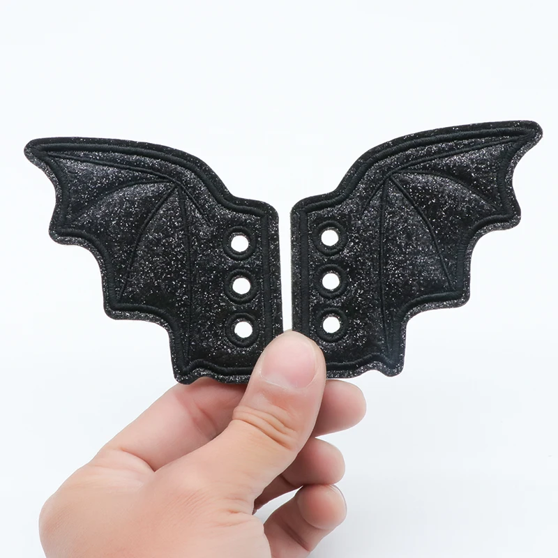 1 Pair Colored Bat Shoe Wings Embroidery DIY Charm Decorations For Sneaker Clothing Shoelaces Punk Halloween Gift Accessory