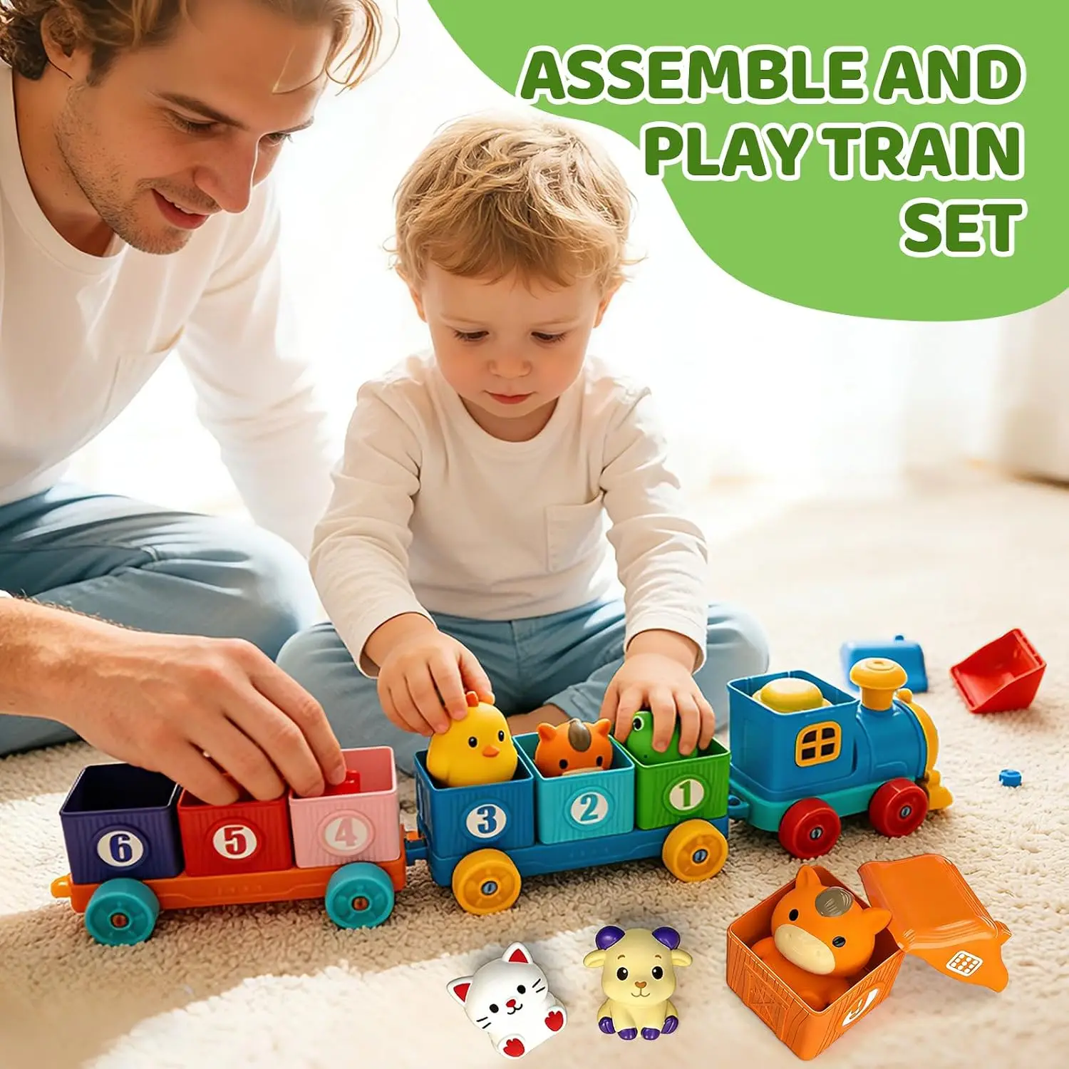 Montessori-Farm-Zugset für Kleinkinder, das das Zählen, das Zuordnen und Sortieren sowie die Entwicklung der Feinmotorik fördert, Vorschulspielzeug, Weihnachtsgeschenk. – Detail 12
