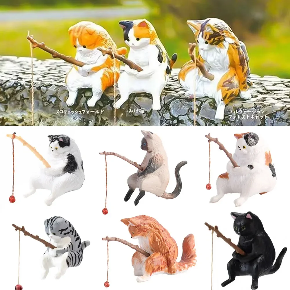 Fishing Cat Aquariums Decorations Fish Tank Hangable Landscape Aquarium Cat Fishing Ornament Home Aquarium Decor