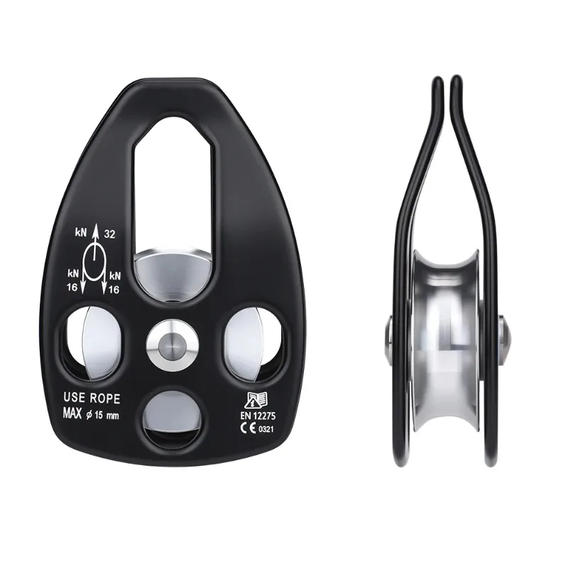 Heavy single pulley bearing sliding side plate, single pulley for rescue, outdoor climbing and aerial work