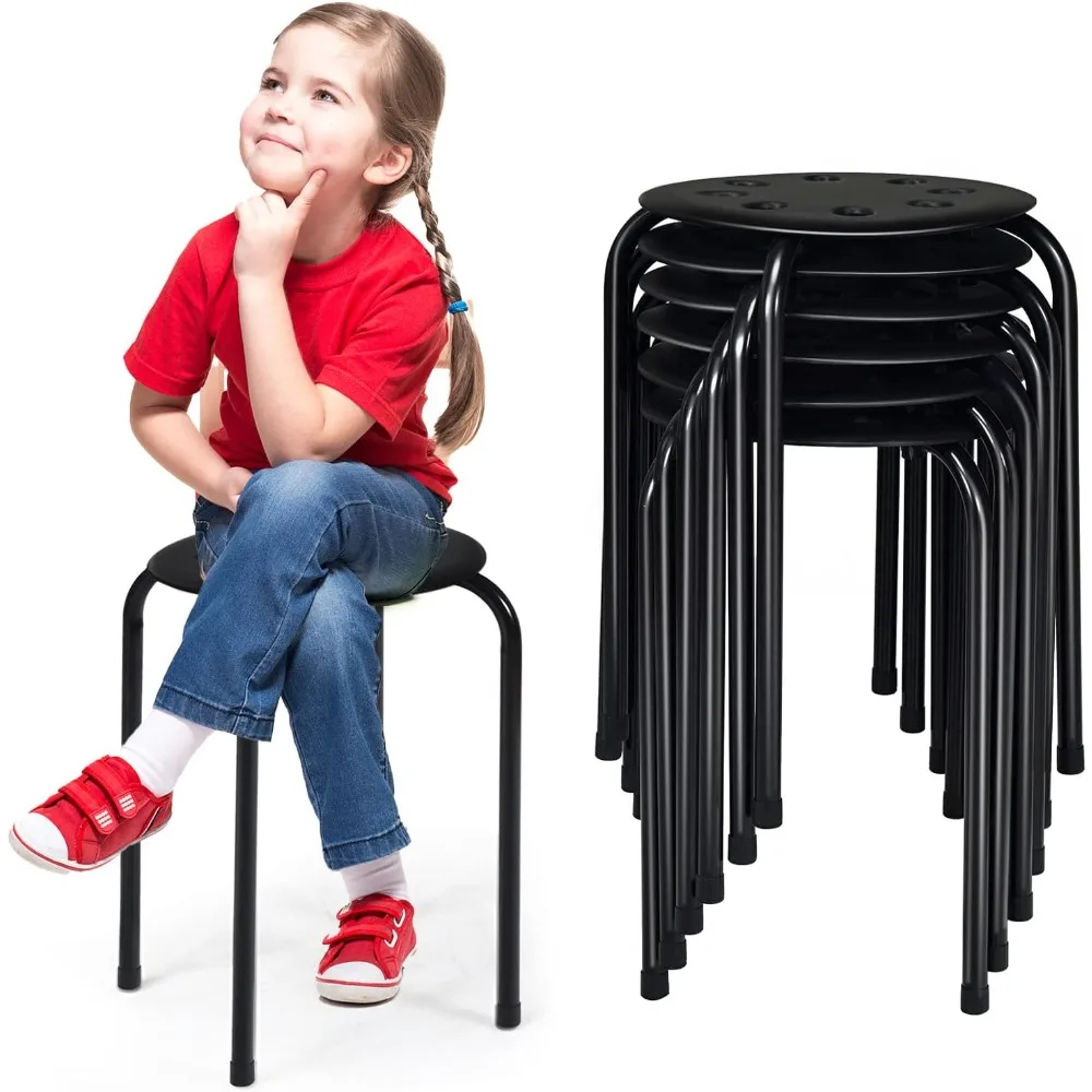 6 Pack Stackable Stool, Stool Set wBackless Round Flexible Seating for Children's Table, Children's Stools
