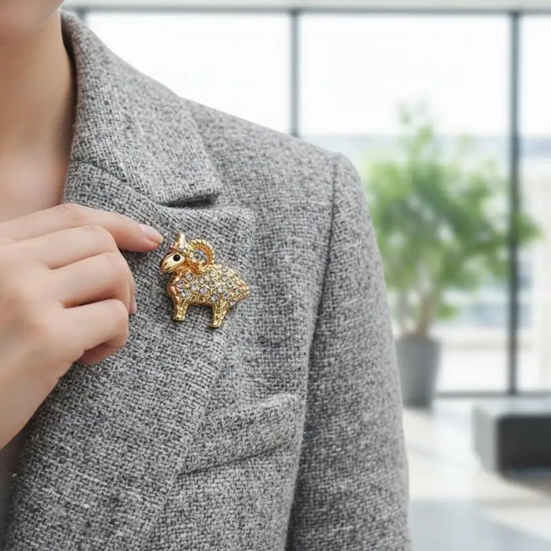 Cute Metal Sheep Brooch Vintage Animal Design Lightweight Goat Year Jewelry for Women Sweater Backpack Decoration Gift