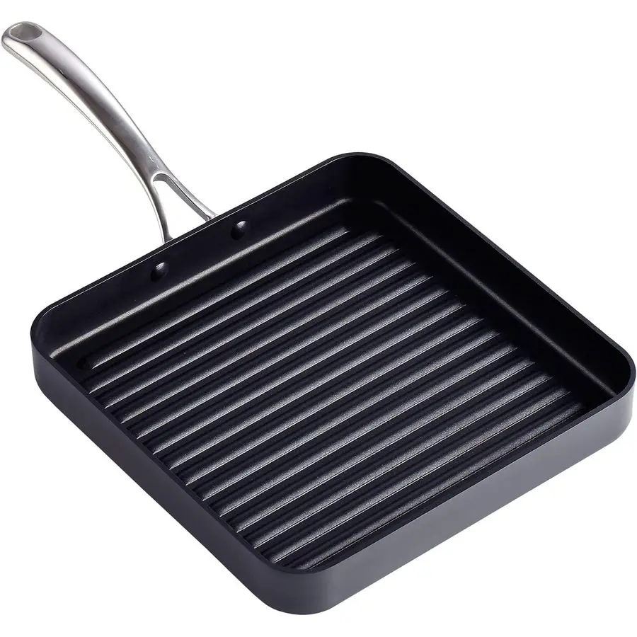 

Nonstick Square Grill Pan 11 x 11Inch, Hard Anodized Grilling Skillet Pan Cookware for Camping, Home Use