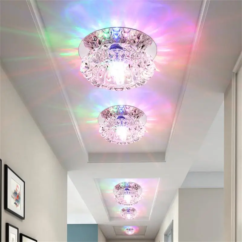 Downlight Three-color Dimming Led Ceiling Light Embedded Living Room Ceiling Crystal Ceiling Light Corridor Aisle Light for home