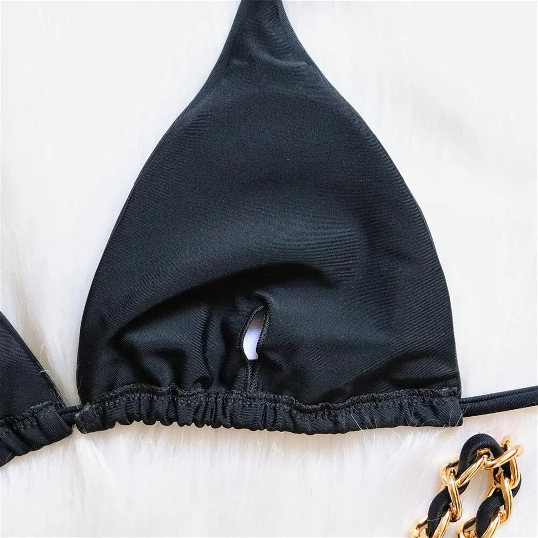 Metallring-Neckholder-Bikini mit Scrunch-Butt-String, Damen-Badeanzug, zweiteiliger Bikini-Set, Badebekleidung, Badeanzug, Schwimmbikini V4391 – Detail 29