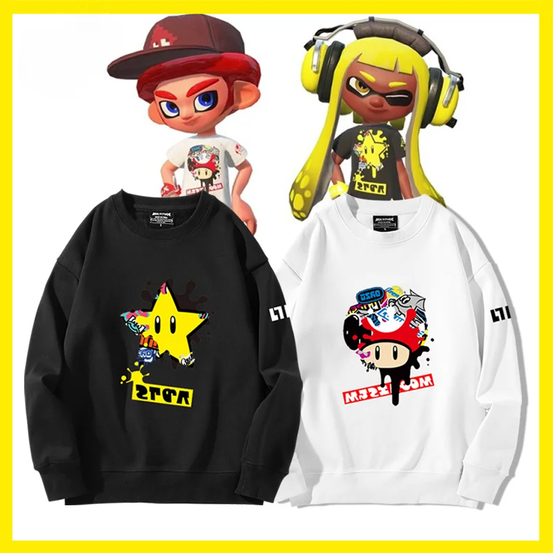 Anime Splatoon 3 Oversized Hoodie Women Men O-neck Long Sleeve Pullover Crewneck Sweatshirt Casual Tracksuit Y2K Clothes