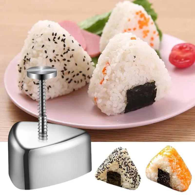 Stainless Steel Rice Ball Mold Sushi Maker Classic Triangle Spam Musubi Mold for Kids Lunch Bento and Home DIY