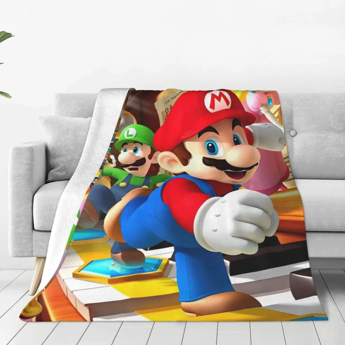 Super Cartoon M-Marios Printed Blanket Travel Flannel Throw Blanket For Bedroom Soft Warm Design Quality Bedspread Gift