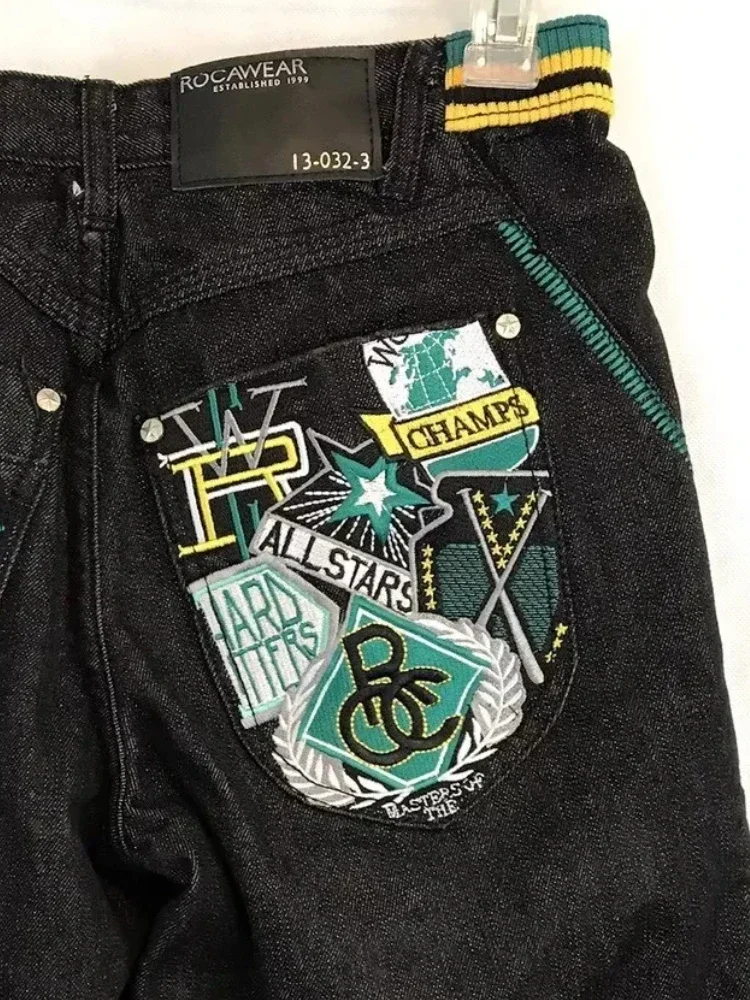 2000s American Street Embroidery High Waist Washed Oversized Denim Shorts Harajuku Retro Trendy Brand Jeans Men Goth Punk Shorts