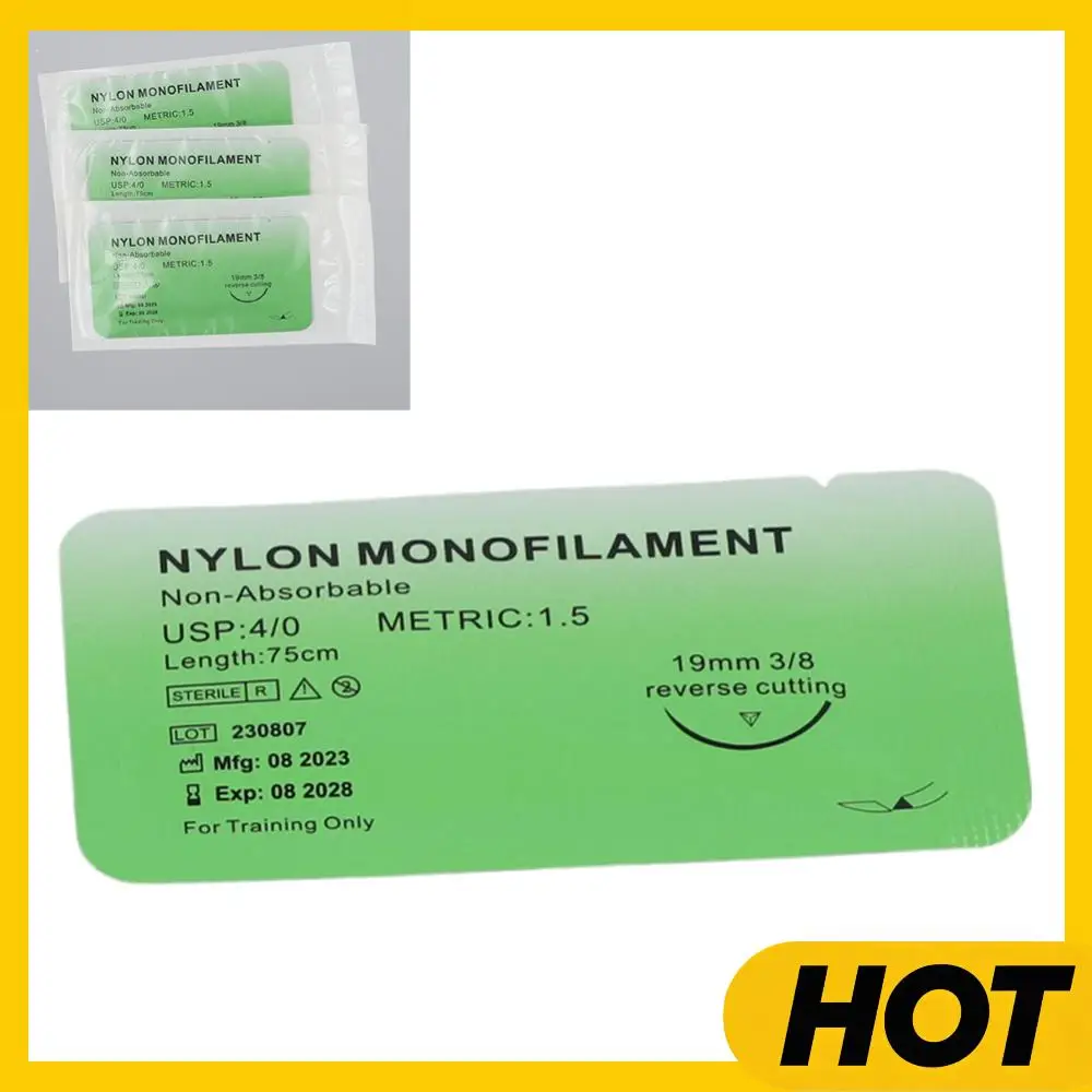 

4/0 комплект для ветеринарной практики, нейлоновый шелк, хирургическая имитация швов, без травм, для обучения студентов-медиков