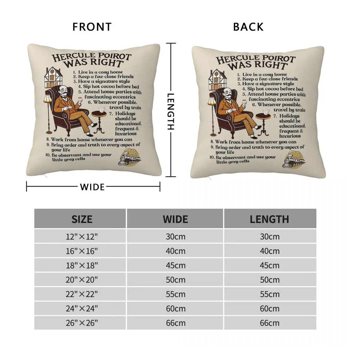 Hercule Poirot Was Right Detective Square Pillowcase Polyester Linen Velvet Printed Zip Decor Throw Pillow Case Sofa Cushion