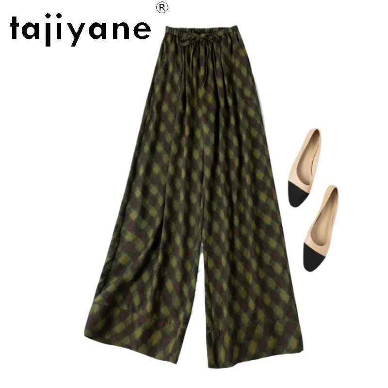 

TAJIYANE 100% Mulberry Silk 30 Mommes Pants Woman Old Money Style Baggy Pants Wide Leg Trousers Summer Clothes Women 2025 Штаны