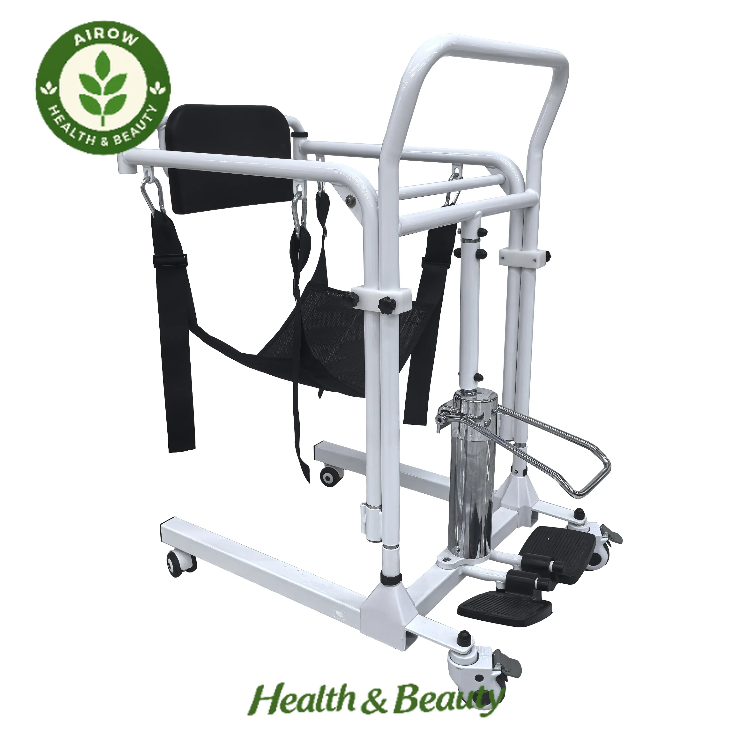 AIROW Caregiver-Friendly Hydraulic Patient Lift Chair for Transferring Elderly or Disabled From Bed to Commode or Car