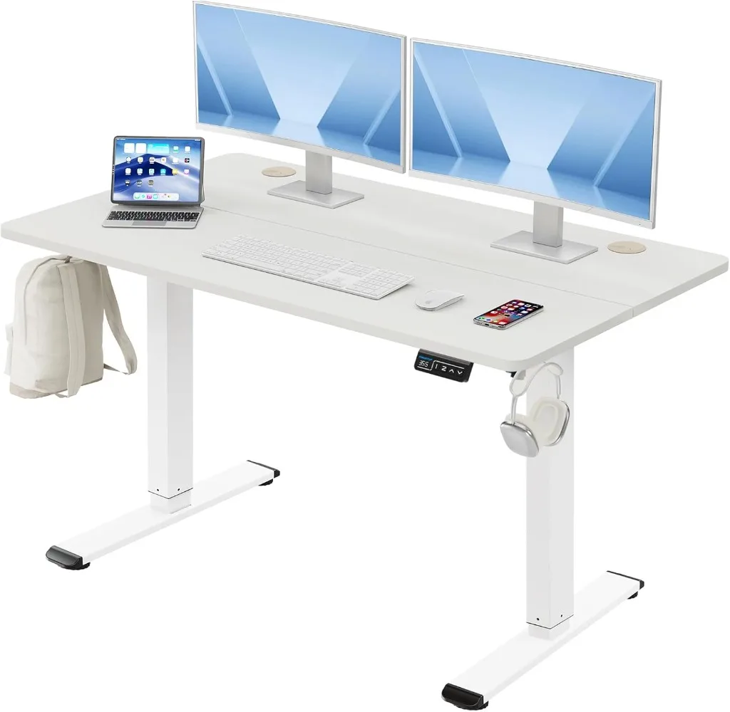 

MOUNTUP Electric Height Adjustable Standing Desk, 48 X 24 Inches with Memory Controller,for Home Office with Splice Board,White