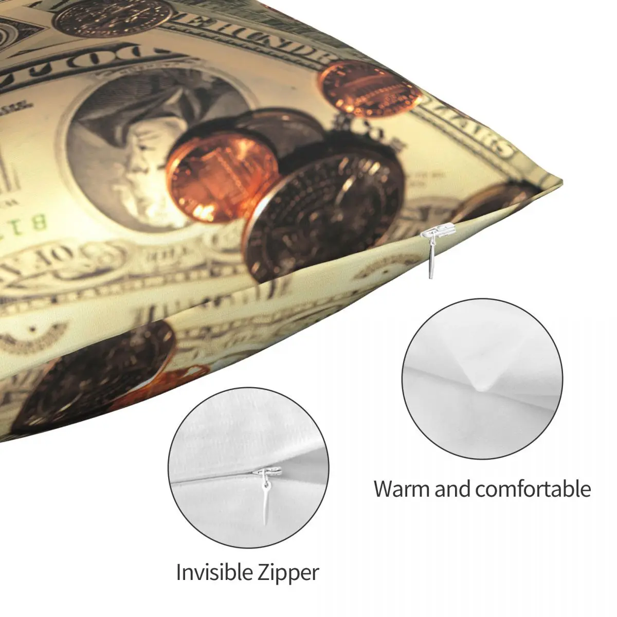 Vintage Dollars Banknotes Pillowcase Printed Polyester Cushion Cover Gift Throw Pillow Case Cover Home Dropshipping 40X40cm