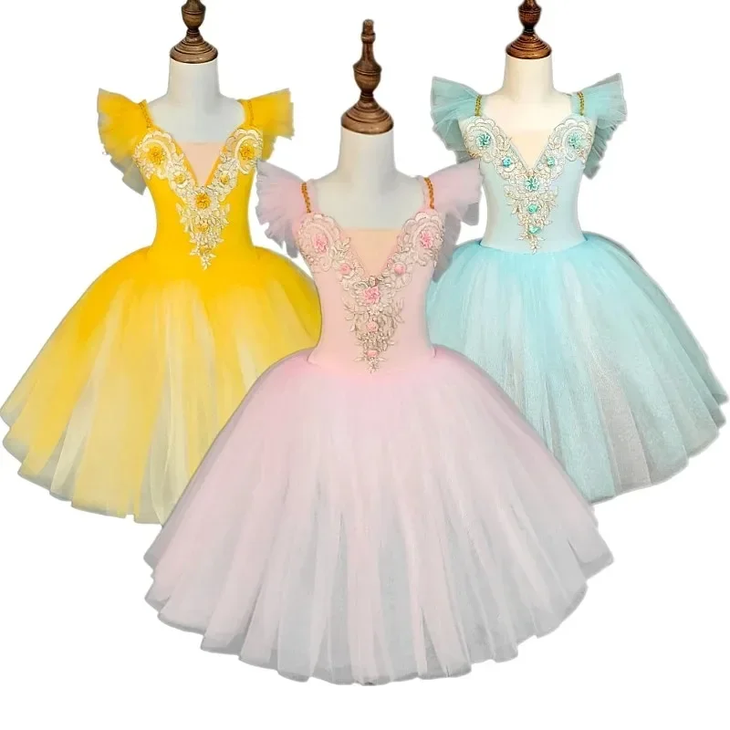 

2024 New Children's Ballet Skirt Girls Dance Skirt Children's Program Collective Performance Costumes Dance Performance Costumes