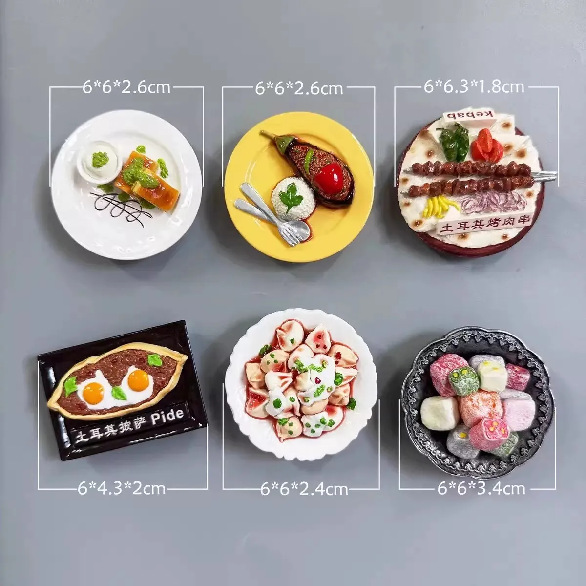 Türkiye Food Barbecue Pizza Handmade Painted 3D Fridge Magnets Tourism Souvenirs Refrigerator Magnetic Stickers Gift