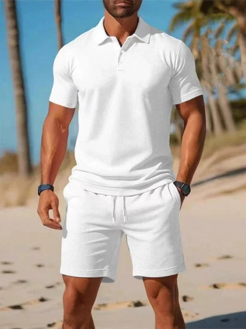 2026 Sommer Herren Übergröße 2-teiliges Set Knopfleisten-Polohemd Mesh-Shorts Atmungsaktives Lässiges Alltags-Mode-Outdoor-Outfit – Detail 5