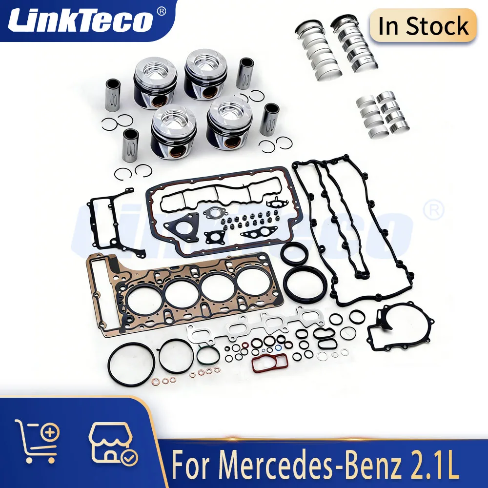 Juego de Juntas para Reconstrucción de Motor, Kit de Pistones y Cojinetes para 2.1 2.2 L OM651 para Mercedes-Benz C220 E220 Sprinter Vito CDI 2.1L 2.2L Diésel