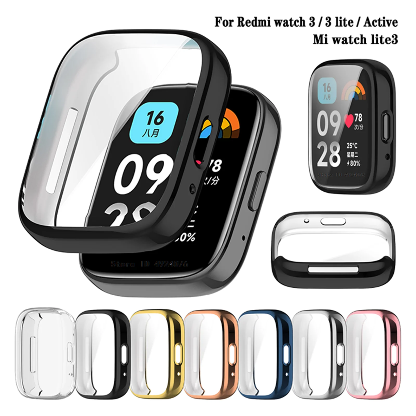 Cover protettiva per schermo per Redmi Watch 3 Active Smart Watch TPU custodia morbida in Silicone per Xiaomi Redmi Watch3 active Bumper