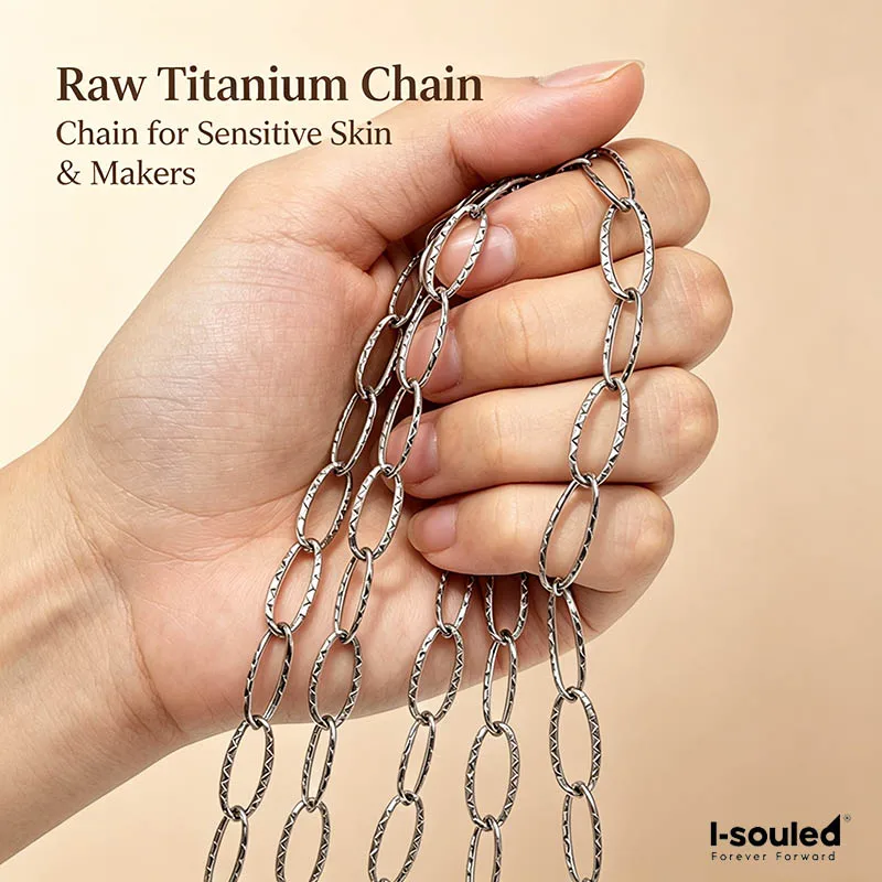

Pure Titanium Hammer Pattern Chain DIY Welded Hypoallergenic Bulk 1 Meter