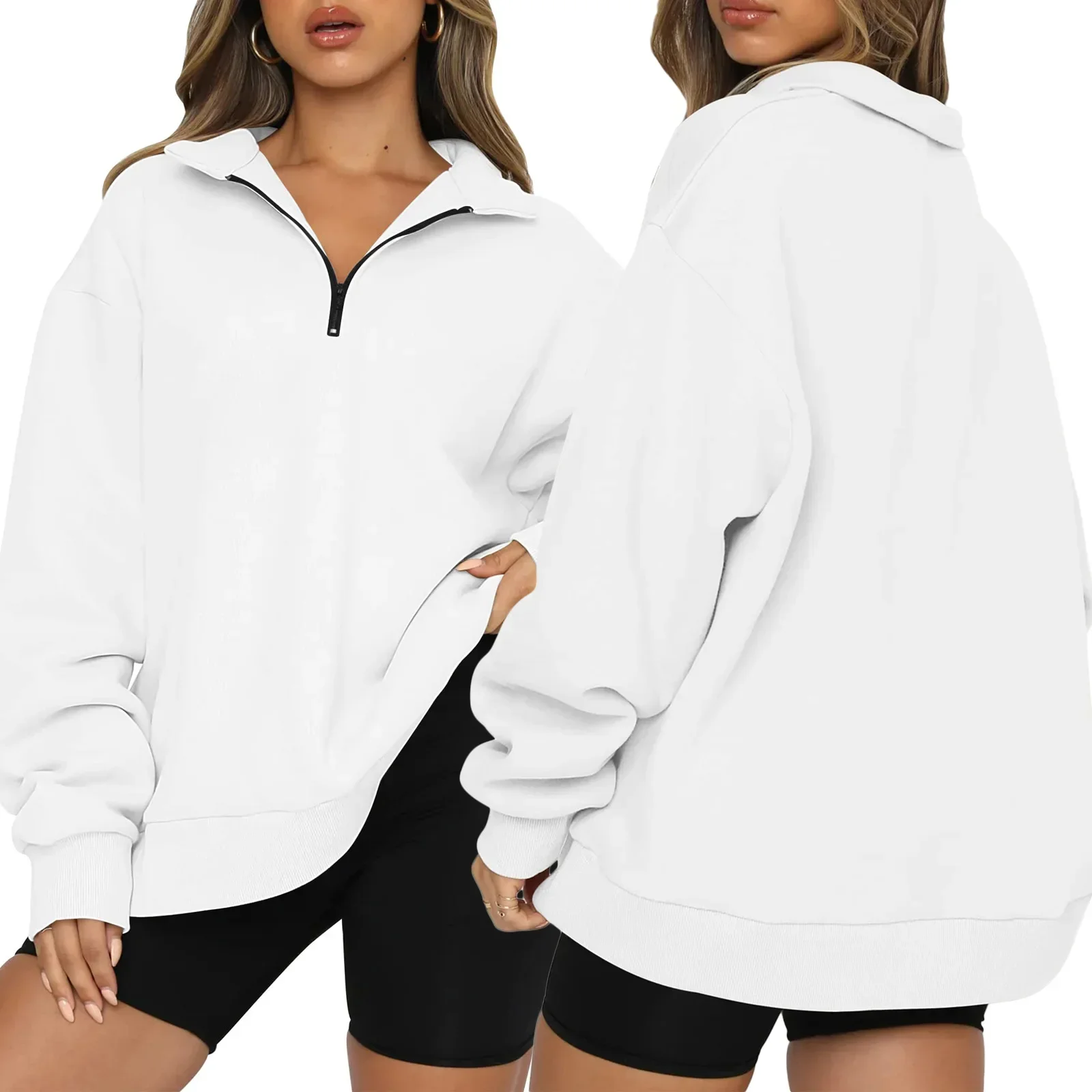 Trendy Queen Womens Hoodies Oversized Sweatshirts Half Zip Pullover Fall Fashion Outfits 2023 Y2k Clothes