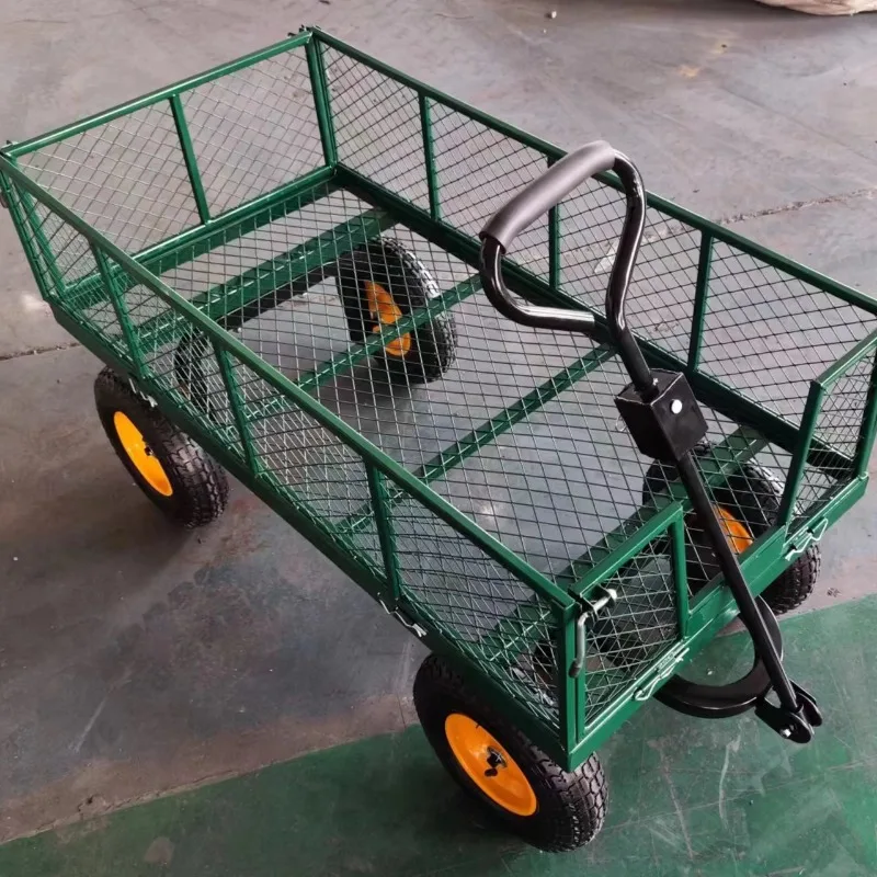 

Cart Yard Garden Utility Wagon Dump Lawn Heavy Duty Wheelbarrow Trailer Steel