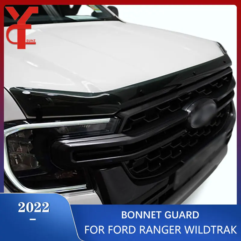 Bonnet Guard Protector For Ford Ranger Wildtrak T9 2022 2023 Sport XLT XLS XL Tinted Guard Bug Shield Accessories Double Cabin