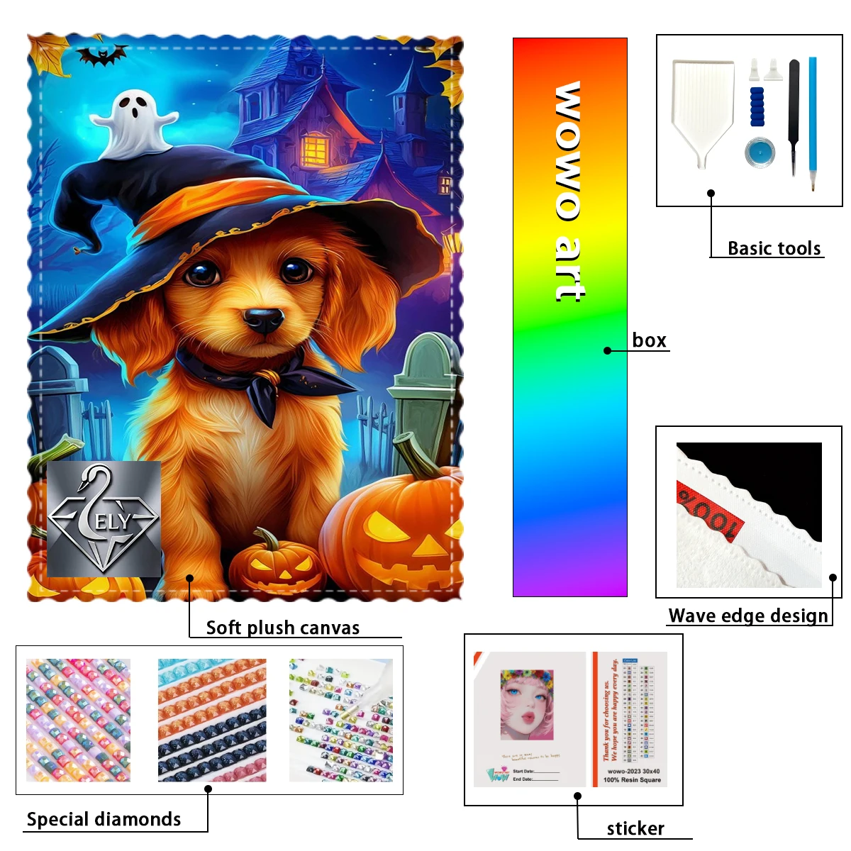 

【Ely_ Diamond Art】The puppy's holiday Crystal AB Rhinestone FD Rhinestone Perfect Resin Diamond