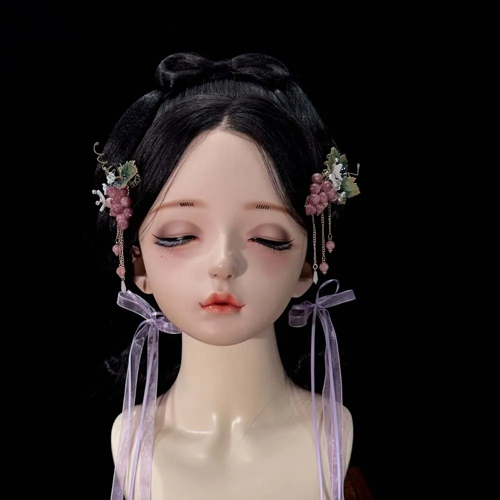 

Ancient Waterproof Grape Hair Clip Small Sweet Chinese Style Side Clip Hanfu Accessories Purple Glass Beads Hairpins Portable