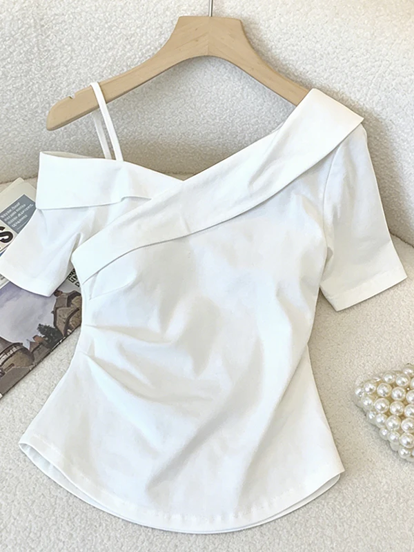 

plus Size Summer Fashion Sexy Style Women's Pure Desire off Shoulder Short Sleeve T-Shirt Korean Version Breathable Skin-Frie...