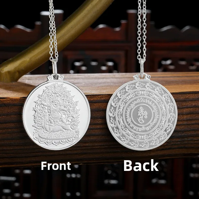 

S999 Pure Silver Pendant Men Women Sle Golden Plated Copper Tathagata Avatar Protective Amulet Faion Jewelry Accory