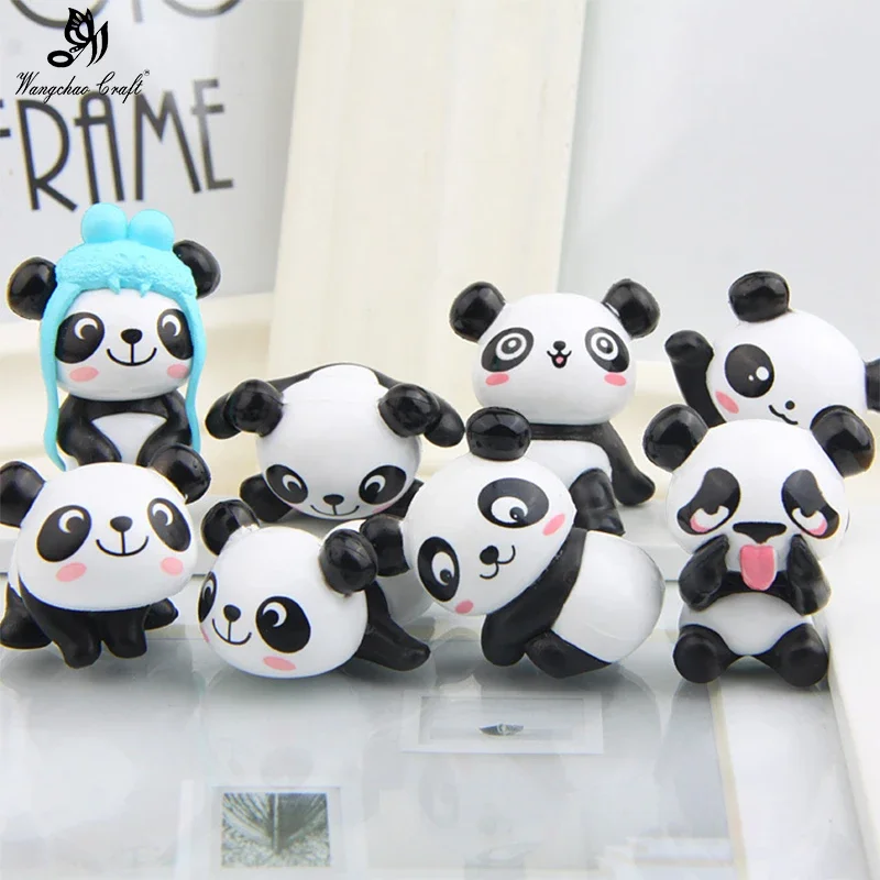 8pcs/lot Resin Panda Cake Topper Happy Birthday Party Supplies Home DIY Decoration Room Table Garden Decora Photo Props