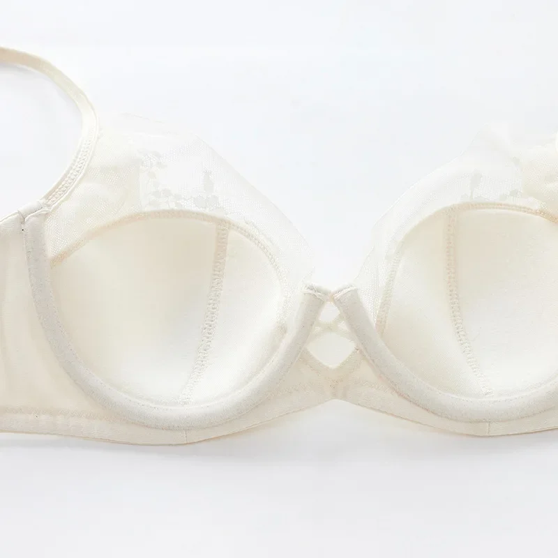 Women Sexy Lace Bra Set Flower Embroidery See Through Lingerie Set Daily Underwear Bra and Panty Set