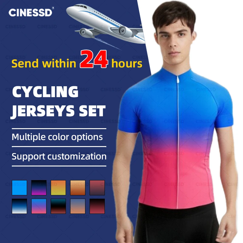 

Cycling Jersey Bib Set Men Bike Top MTB Bicycle Shirt Mountain Road Riding Clothing Summer Short Sleeve Clothes Maillot Ciclismo