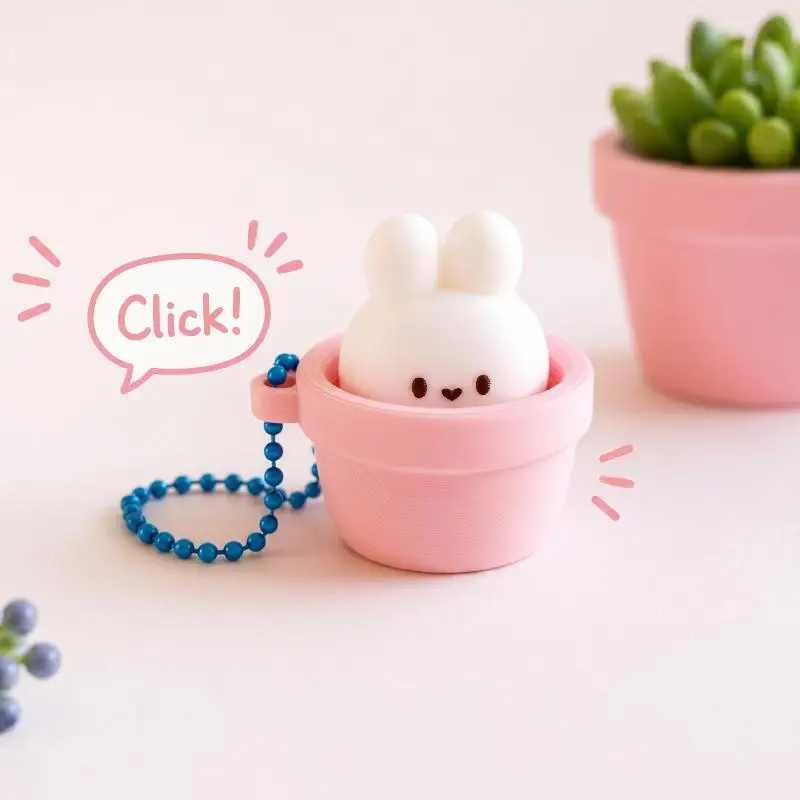 3D-gedruckte Tastenkappen-Klicker-Schlüsselanhänger, Cartoon-Kaninchen-Tastatur-Schlüsselanhänger, niedlicher Tastenkappen-Schlüsselanhänger, Taschenanhänger, Klicker-Tastenkappen-Schlüsselanhänger – Detail 10