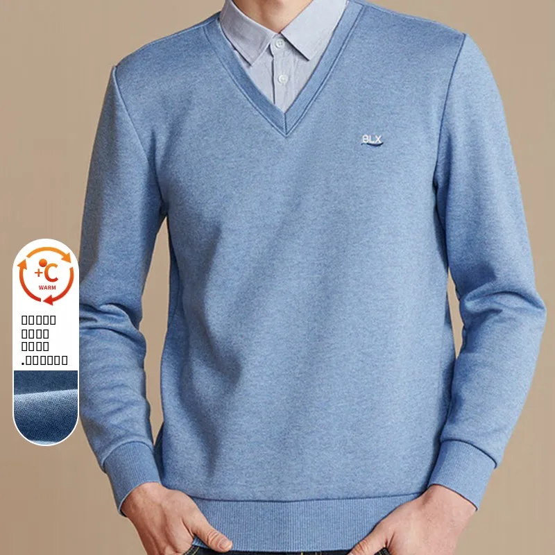 

Men's Long Sve Fce Lined Double Collar Knitted Sweater Spring Autumn Casual Loose Fit V Ne Color Faionable Fa...