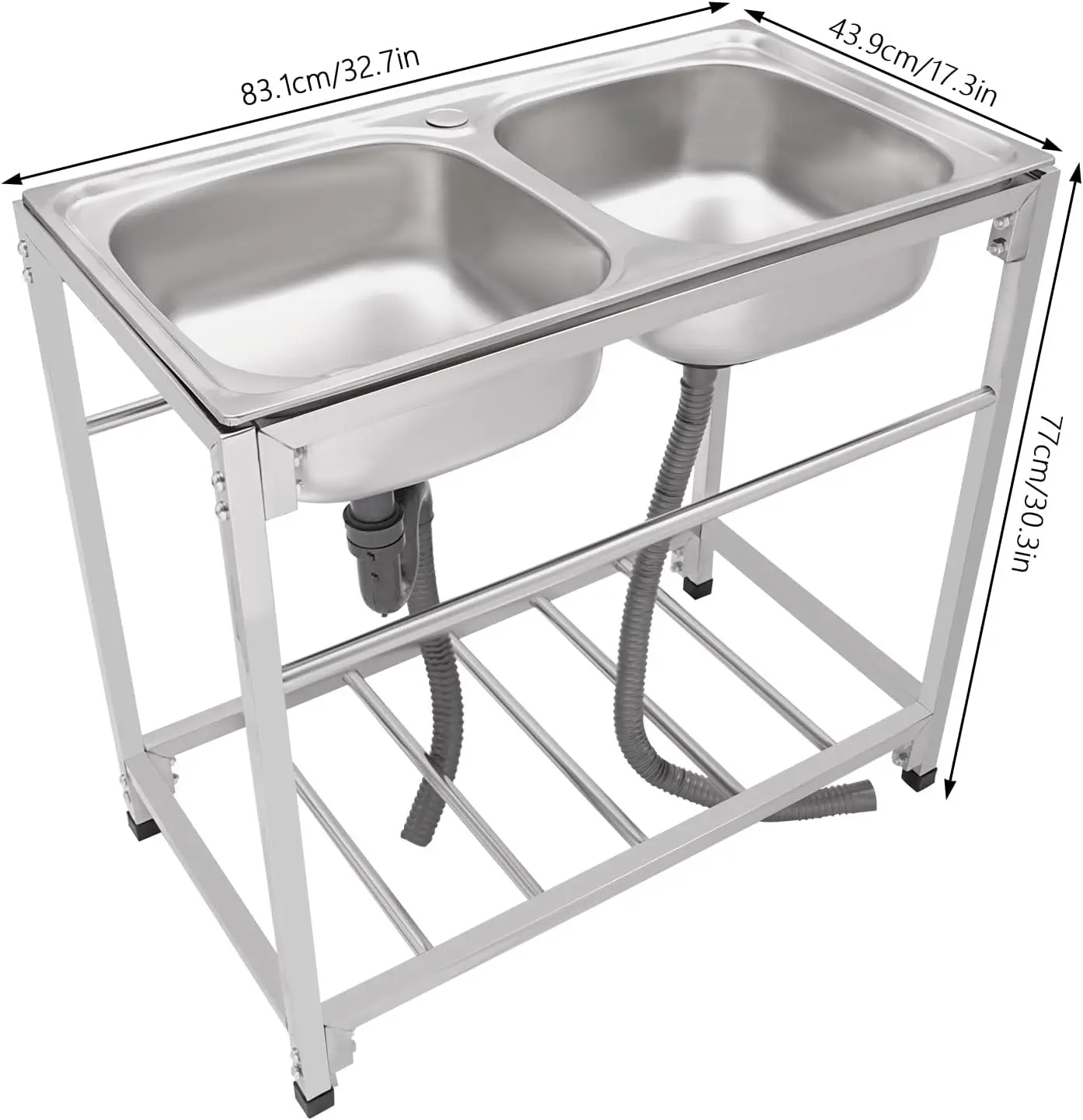 في الهواء الطلق فائدة بالوعة الفولاذ المقاوم للصدأ وعاء مزدوج بالوعة قائما بذاته مطعم تجاري بالوعة المطبخ محطة غسيل حوض اليد #5