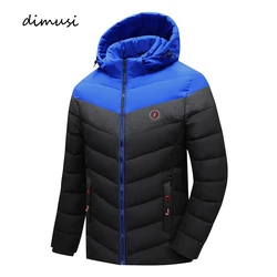 Parka à capuche en coton épais pour hommes, coupe-vent chaud, vestes rembourrées imperméables, vêtements de combinaison, mode masculine, hiver