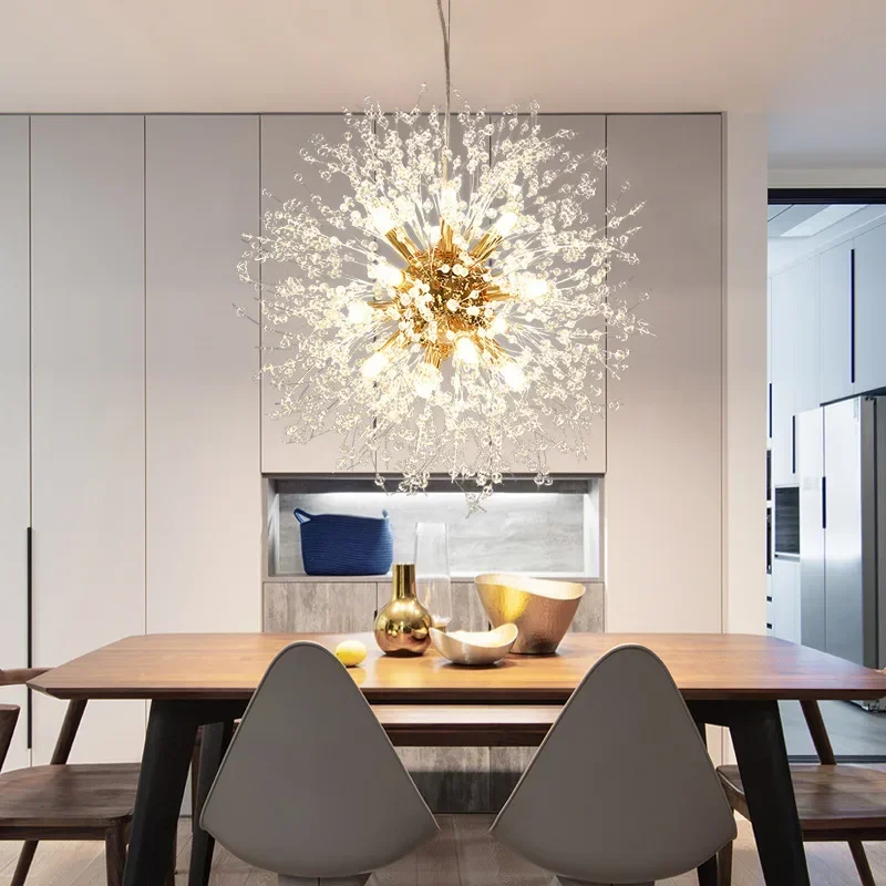 

Crystal Snowflake Chandelier Nordic Creative Dandelion Gypsophila Model Pendant Light Luxury Living Room Atmosphere Light Style