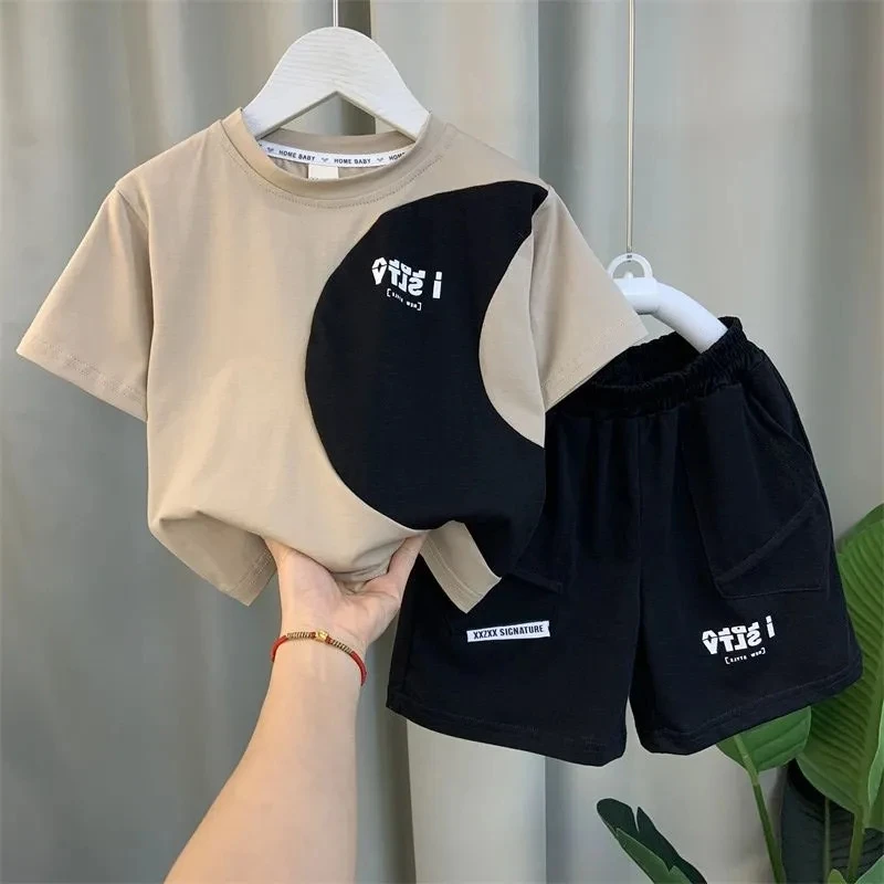 

Children's Clothing Set Summer New Boys Short sleeved Set Baby Summer Korean casual T-shirt shorts 2-piece set