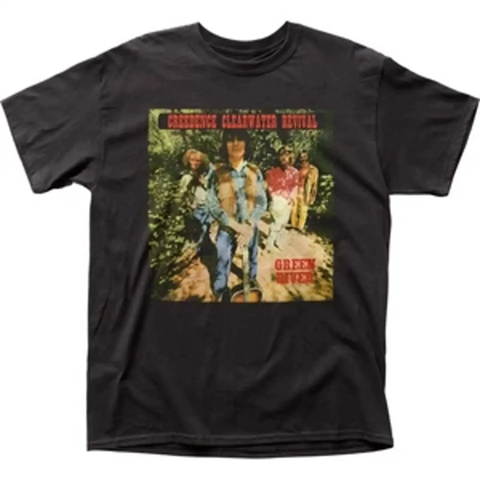 Camiseta Creedence Clearwater Revival Green River para Hombre, Música Clásica, Banda Negra, Vintage, Lavada, Versátil, Suave