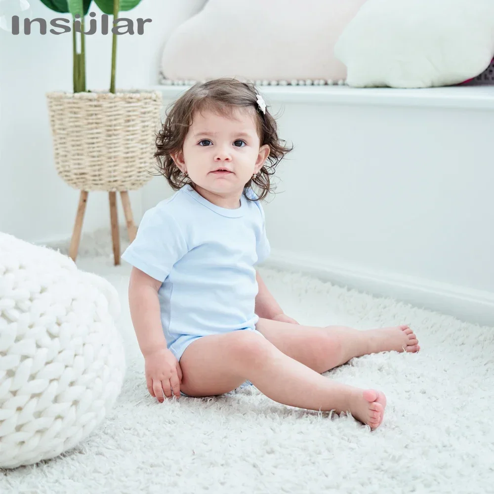 INSULAR Newborn Baby Cotton Rompers Soft Jumpsuit Comfortable Bodysuits for Kids with Triangle Climbing Design Short/LongSleeves