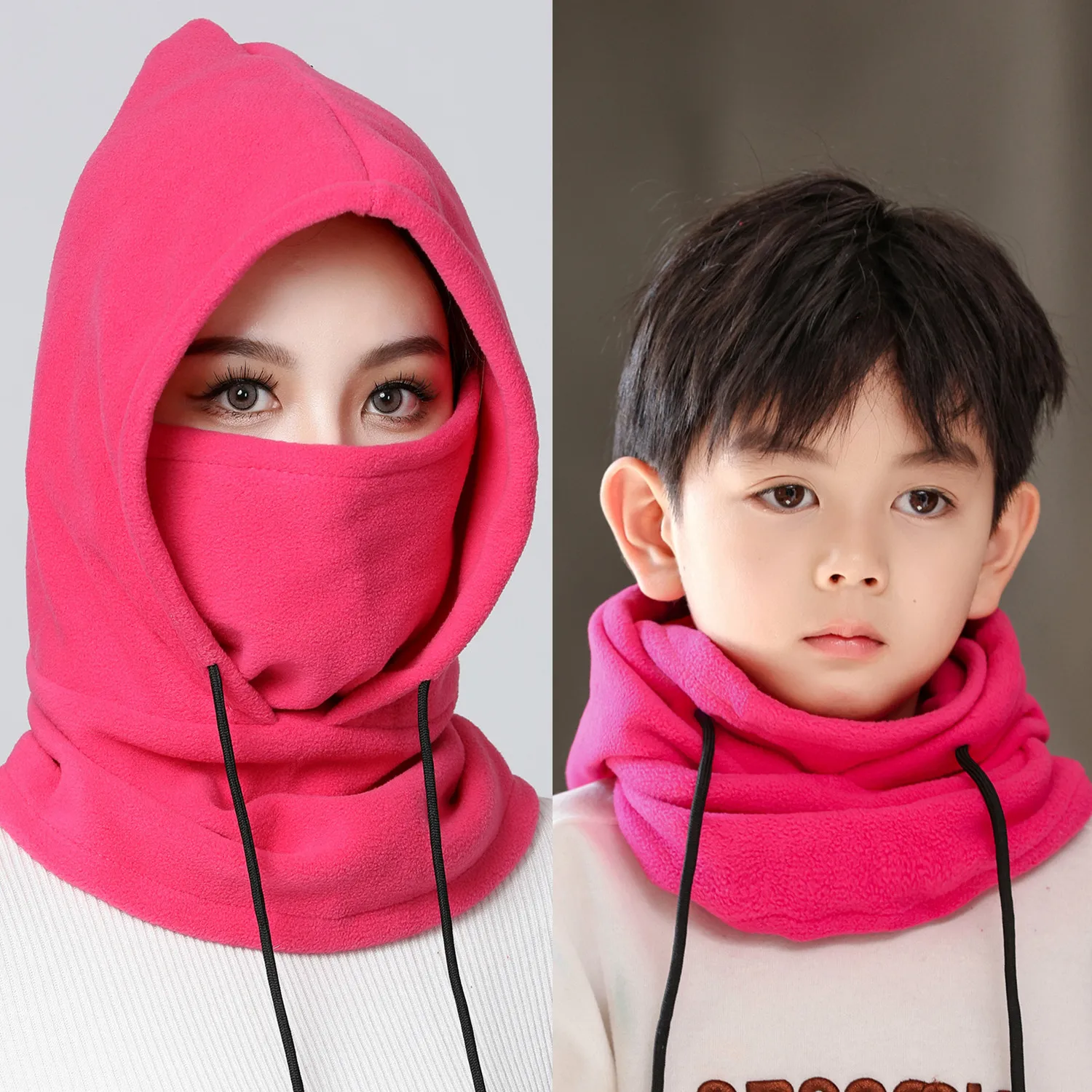 Children Hats Fleece Warm Caps for Kids Autumn Winter Cycling Windproof Ear Protection Hats+Scarf for Boys Girls Thick Face Mask