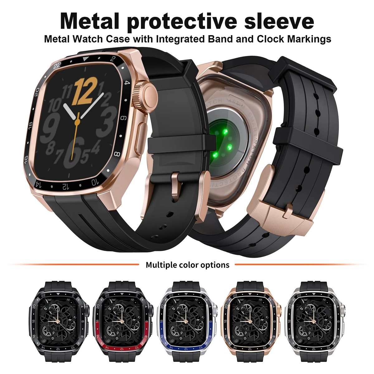 

Роскошный модификационный комплект для Apple Watch S11 10 46 мм Корпус из нержавеющей стали Металлический корпус Резиновая лента Diy Mod Kit для Iwatch S11 10 46