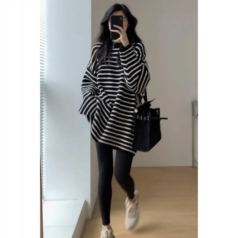 2023 Autumn Thin Oversize Strip Maternity Nursing Tees Legging Sets Casual Loose Shirt Clothes For Pregnant Women Pregnancy Tops