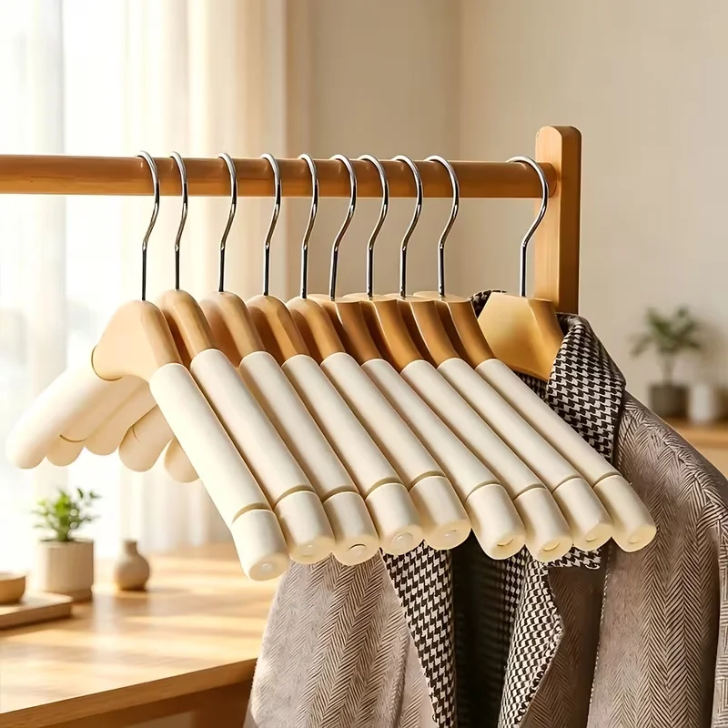 5Pcs Wooden Sponge Hangers for Wardrobe, Non-Slip Clothing Store Hangers, Household Hangers, Non-Marking Thick Sponge Hangers, Non-Marking Non-Bulging Hangers, Clothing Store-Specific Women's Hangers, Wooden Non-Slip A